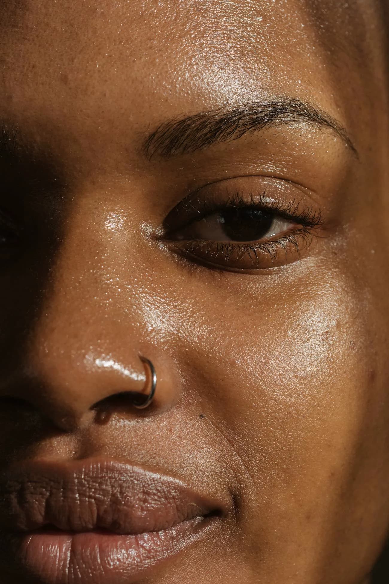 Close-up of fresh, luminous, well-cared-for skin